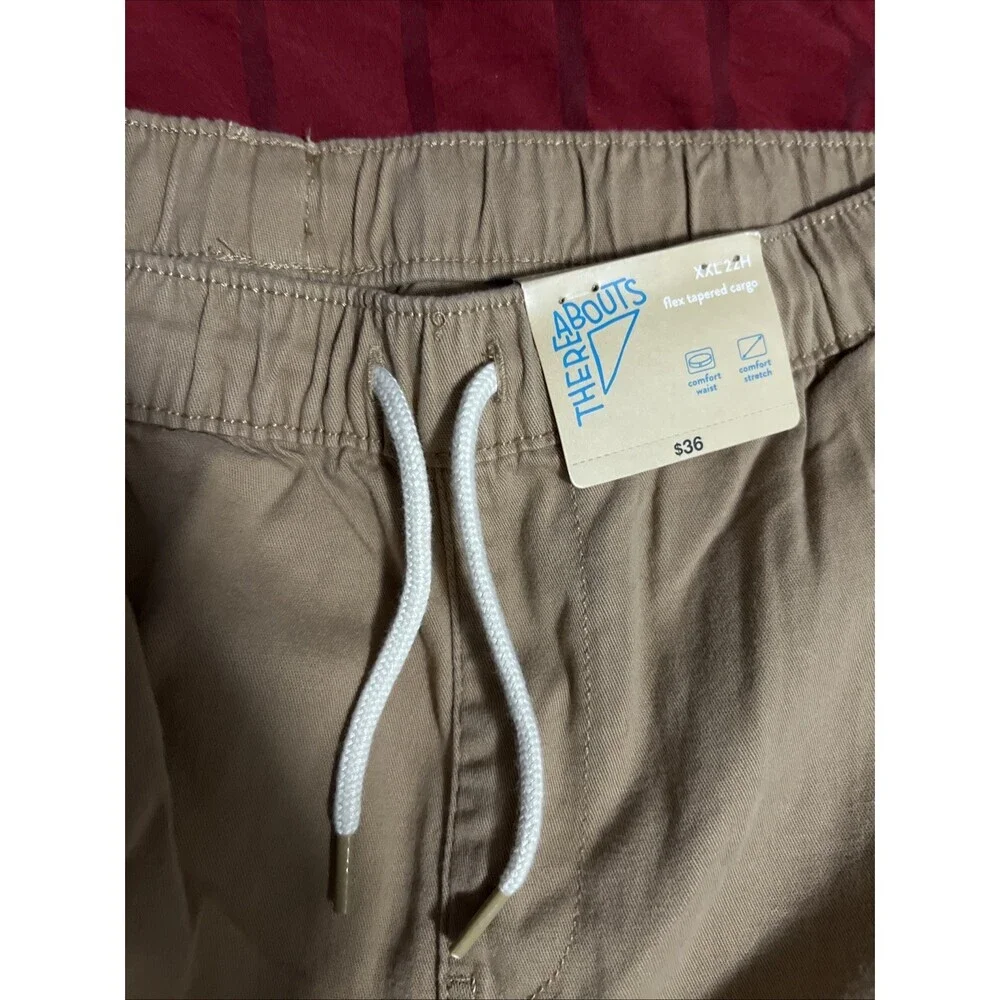 NWT!! THEREABOUTS Flex Tapered Cargo Pants Boy XXL 22H Husky Pull-On Drawstring